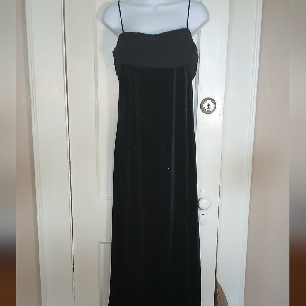 Vintage‎ Black Velvet Maxi Dress Womens 8 Beaded Goth Fairy Whimsigoth y2k